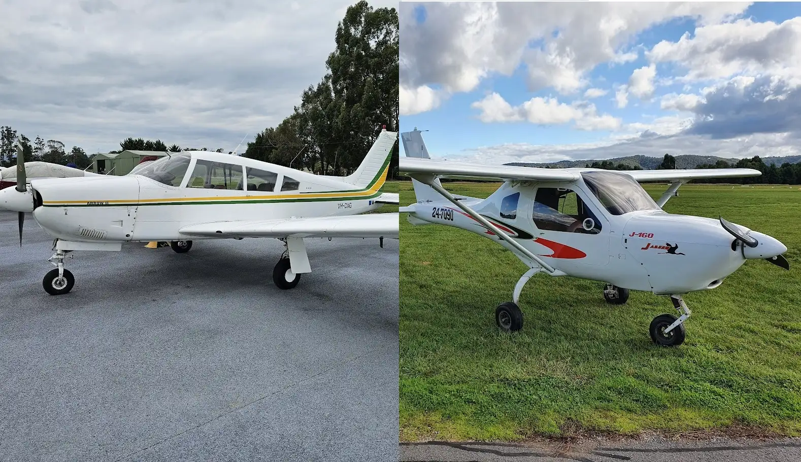 Light single-engine training aircraft parked on a regional airstrip